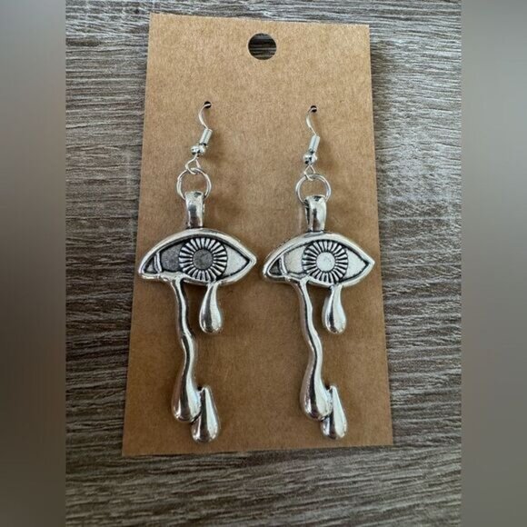 Silver Eye Motif Drop Earrings A1452 - Picture 3 of 4